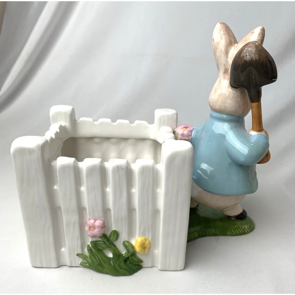 Peter Rabbit Ceramic Planter Teleflora 2001 Garden Fence Beatrix Potter Cachepot - Picture 4 of 10